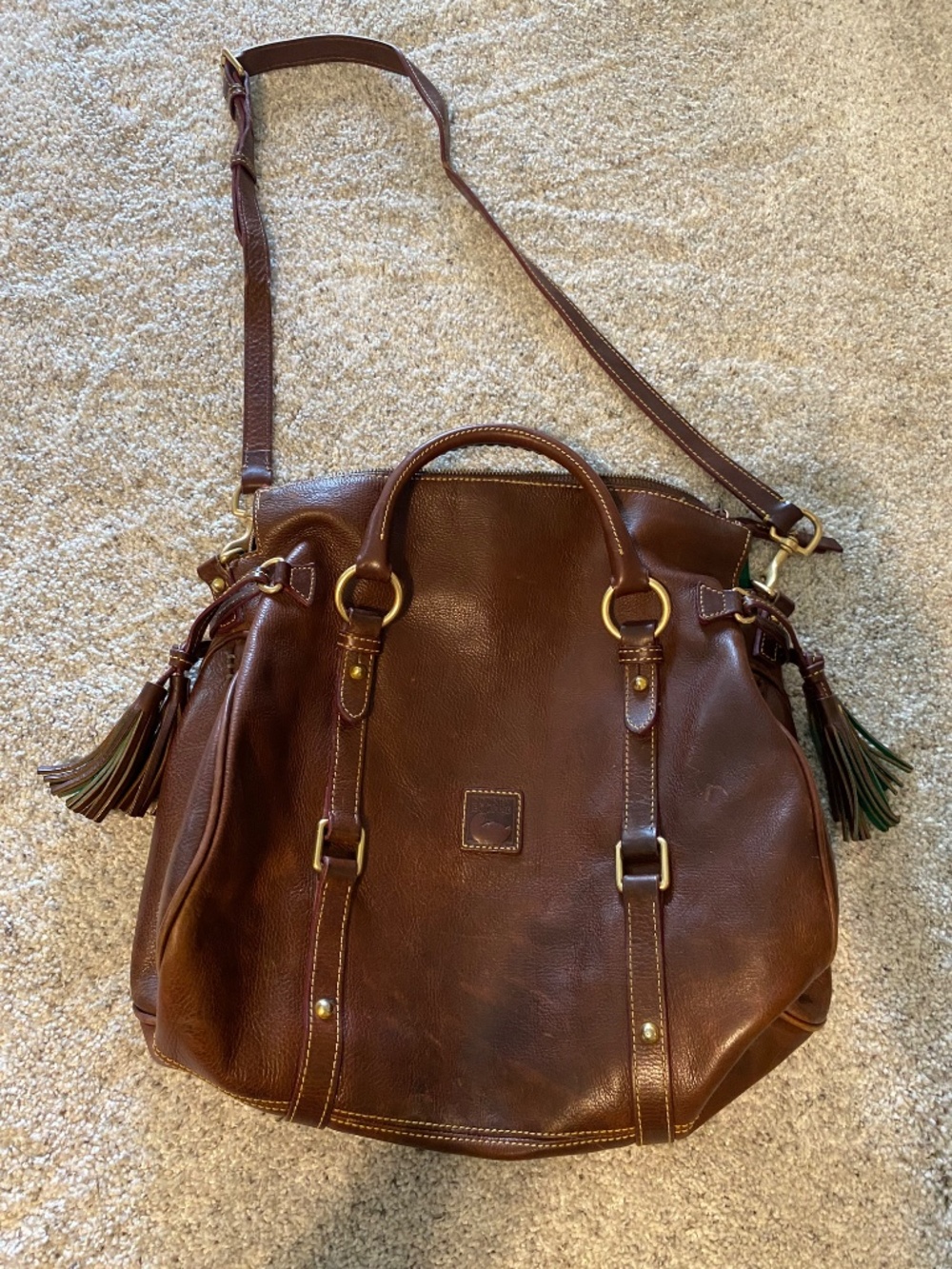 Dooney & Bourke large florentine satchel in chestnut - Picture 2 of 10
